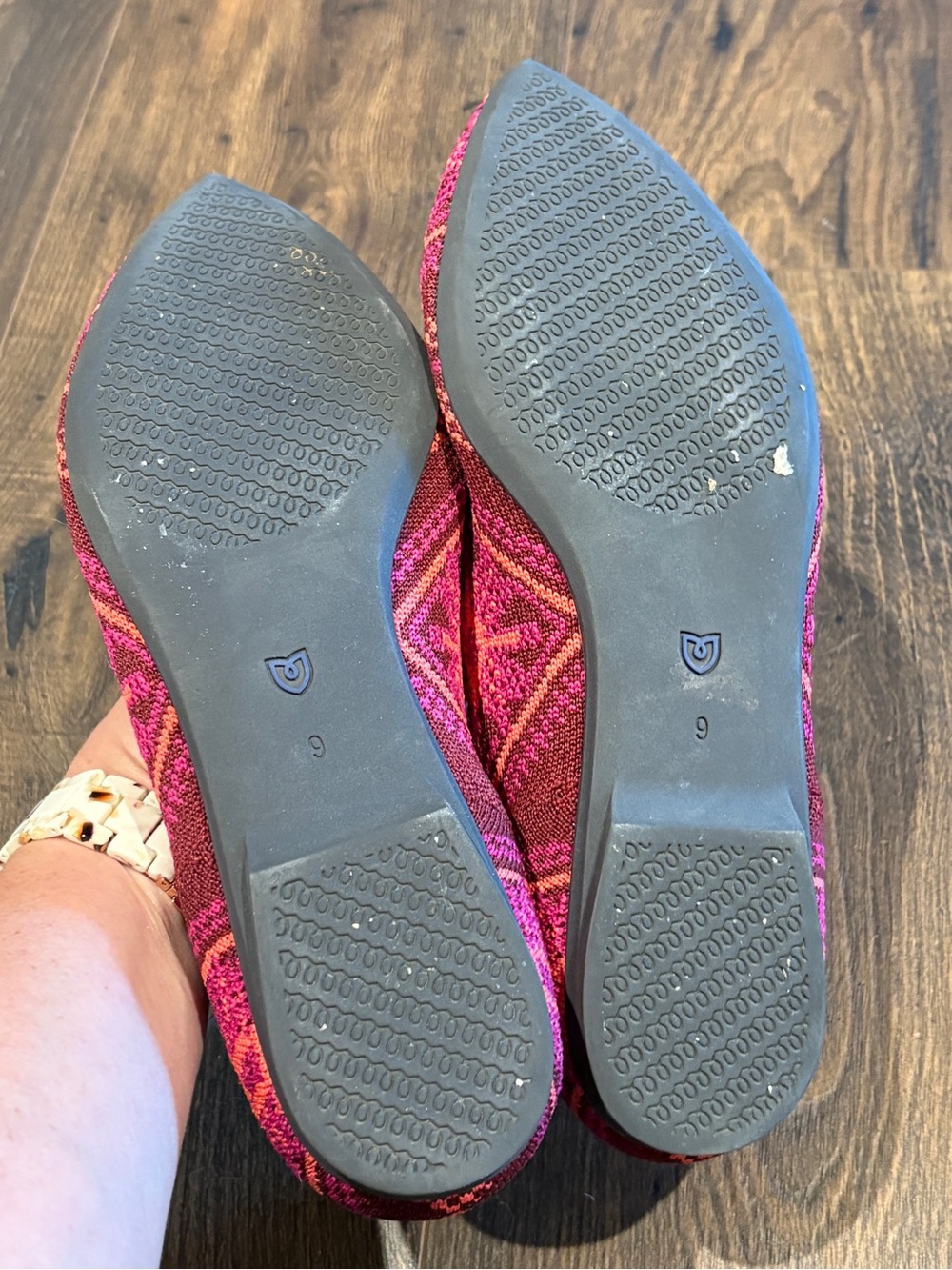 Rothy's Pink & Magenta Geometric Pointed Toe Flats - Picture 2 of 2